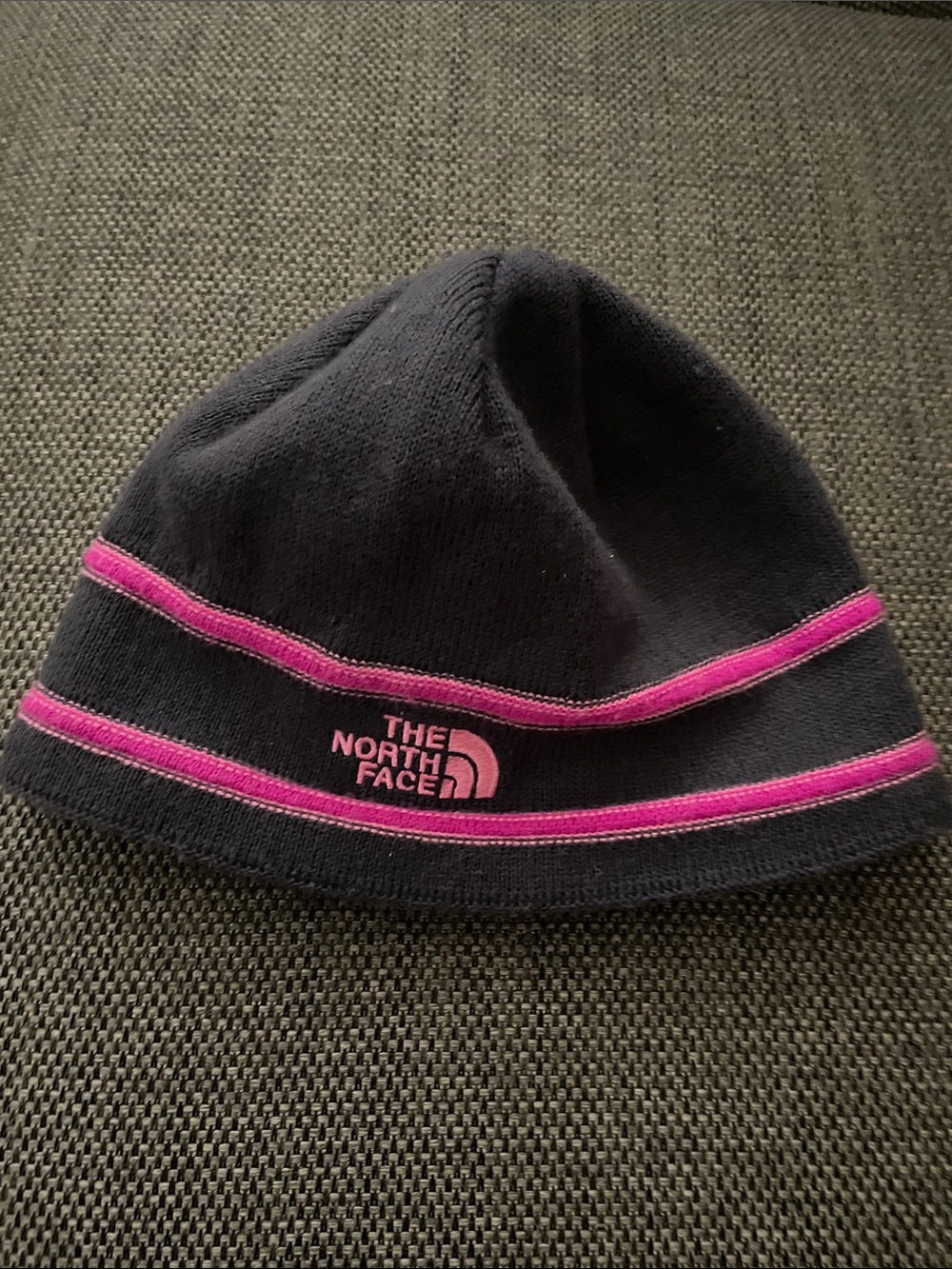 The North Face Kids Black and Pink Stripe Beanie